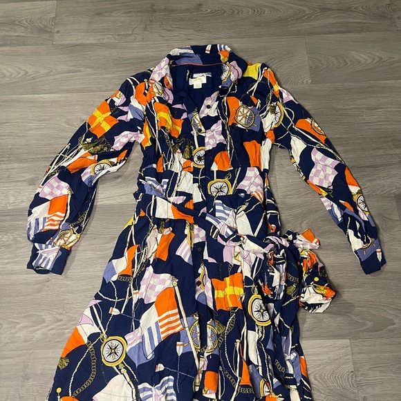 Anthropologie Maeve Shirtdress Buttondown Nautical Navy Sailing Boat Size Small - Picture 7 of 13